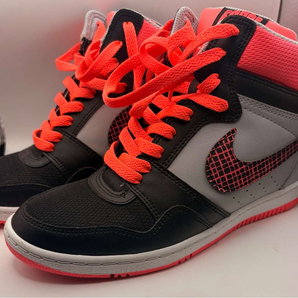 Nike High-Top Sneakers in Black, Gray & Bright Coral